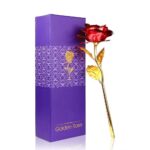 Plastic Red Gold Rose Artificial Flower with Gift Box