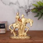 Love Couple Sitting on Horse Showpiece Statue