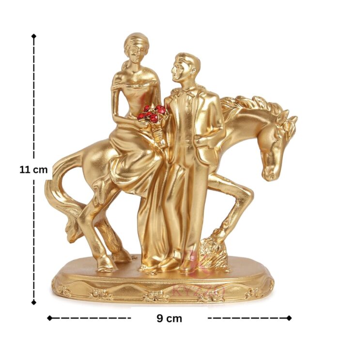 Love Couple Sitting on Horse Showpiece Statue - Image 2