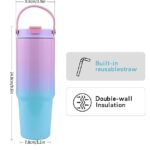 Vacuum Insulated Tumbler Double Wall Water Bottle for Party Road Travel Blue - Image 2